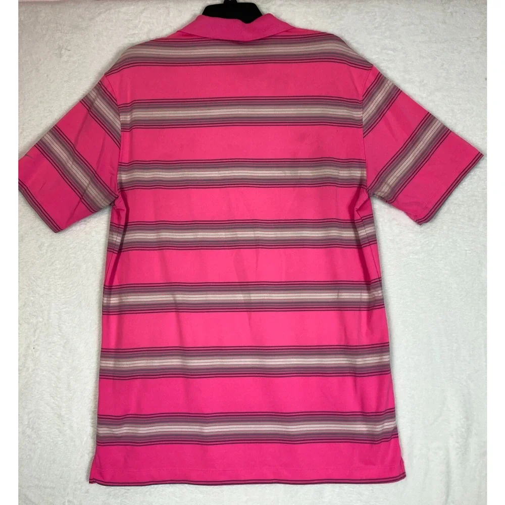 Nike Golf Tour Performance Dri-Fit Pink Striped Short Sleeve Polo Shirt‎ Men's M